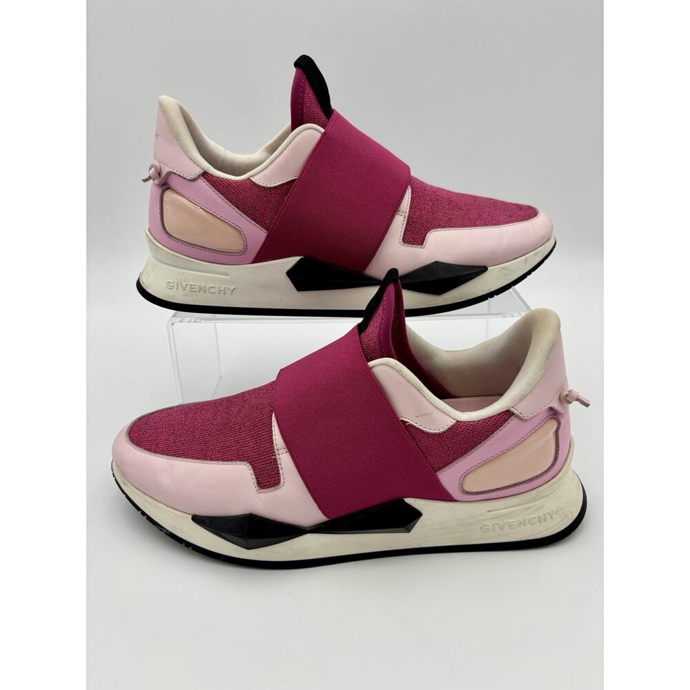Authentic Givenchy Star Runner Sneakers Pink Raspberry Size 8.5 Leather Elastic - Picture 2 of 16
